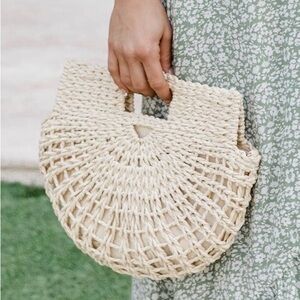 *NEW* PINK LILY Era Of Love Ivory Half Circle Woven Purse